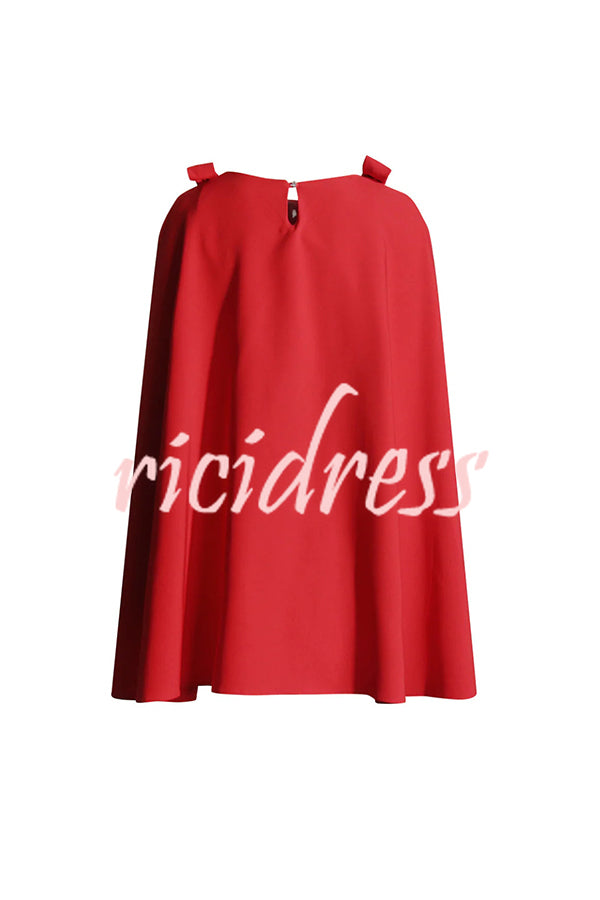 Dear Me Bow Detail Cape Pocket H-line Mini Dress