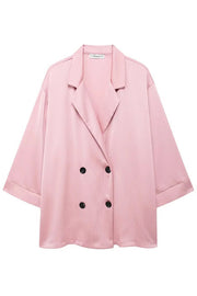 Fashionable Wrinkled Lapel Long-sleeved Loose Blazer