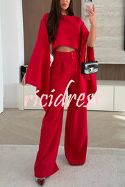 City Atelier Bell Slit Sleeve Top and High Rise Pocket Wide Leg Pants Set