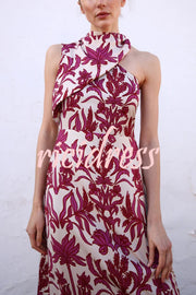 Unique Printed Fashion One Shoulder Casual Maxi Dress