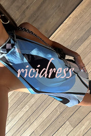 Beach Muse Unique Print Halter Backless Loose Mini Dress