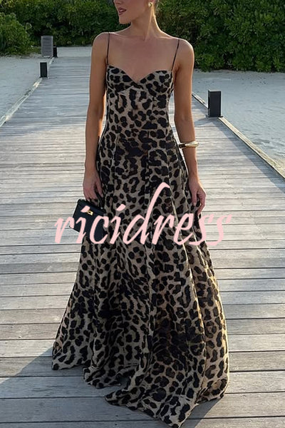 In The Maldives Leopard Waisted A-line Slip Maxi Dress