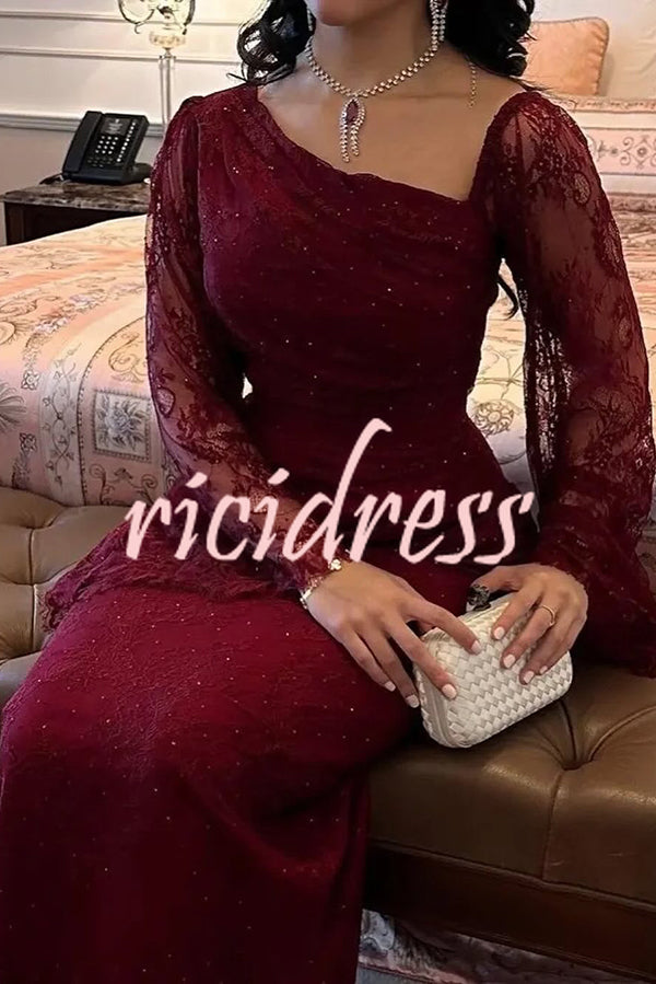 Fashionable Hollow Lace Elegant Slim Hot Diamond Maxi Dress