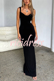 Sexy Backless Stitching Bow Slim Maxi Dress