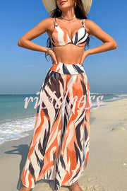 Unique Printed Loose High Waist Split Beach Pants