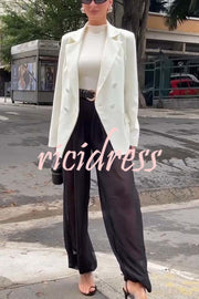 Autumn Avenue Double-breasted Long Sleeve Lapel Loose Blazer