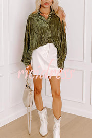 Solid Color Velvet Light-sensitive Drape Loose Shirt