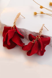 Sweet Flocked Rose Petal Earrings