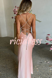 Sexy Backless Suspender High Slit Slim Maxi Dress