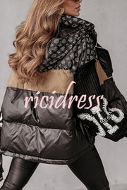 Stylish Denim Knit Long-sleeved Patchwork Hooded Pocket Thickened Jacket