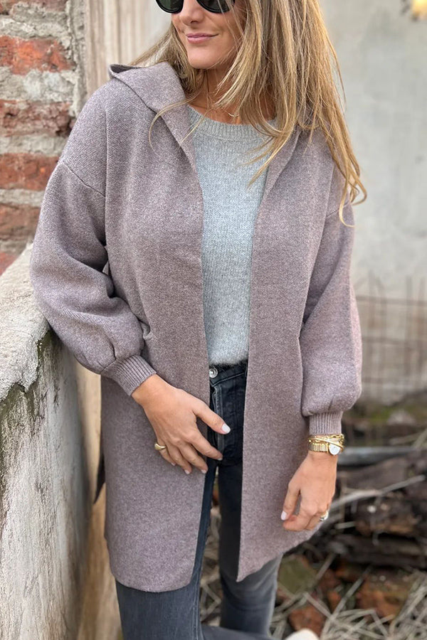 Solid Color Casual Hooded Long Sleeve Pocket Loose Jacket