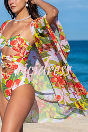 Floral Print Loose Fit Holiday Cover Up