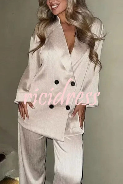 Fashionable Wrinkled Lapel Long-sleeved Loose Blazer