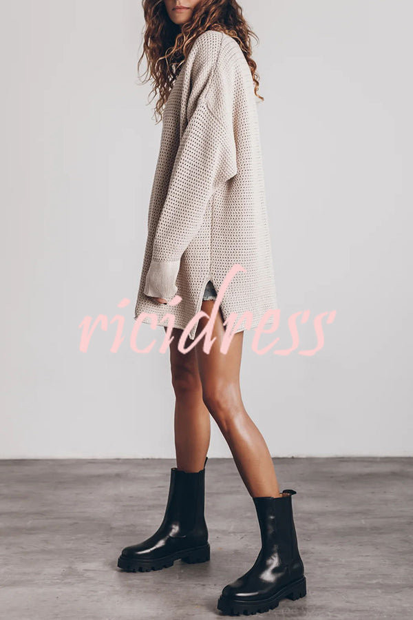 Cup of Cozy Knit Oversized Slit Side Sweater