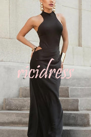 Sexy Sleeveless Slim Waist Hollow Out Maxi Dress