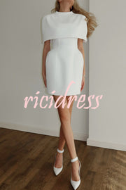 Solid Color Shawl and Square Neck Sleeveless Fitted Mini Dress Two-piece Set