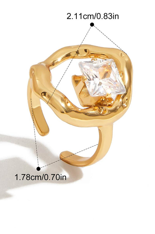 Elegant Zircon Geometric Titanium Steel Ring