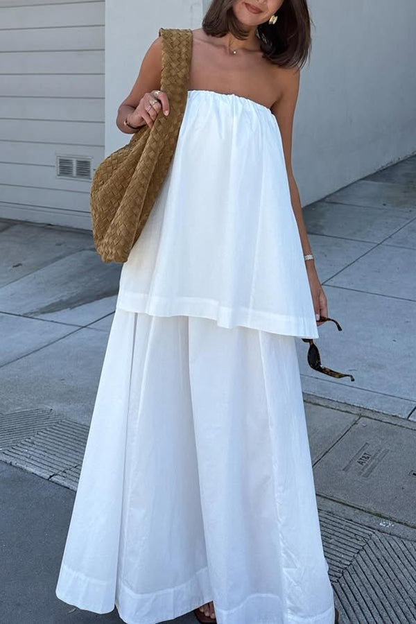 Hali Cotton Blend Elastic Bust Double Layered A-line Maxi Dress