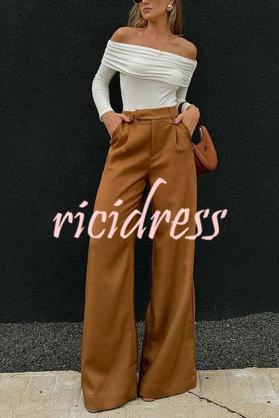 Solid Color Casual Pocket Loose Wide-leg Pants