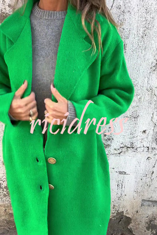 Solid Color Lapel Long Sleeve Loose Casual Jacket