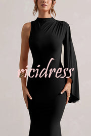 Ready When You Are High Neck One Ruffle Sleeve Maxi Dress