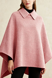 Solid Color Lapel Casual Loose Mid-length Cape Shawl