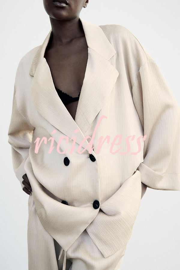 Fashionable Wrinkled Lapel Long-sleeved Loose Blazer