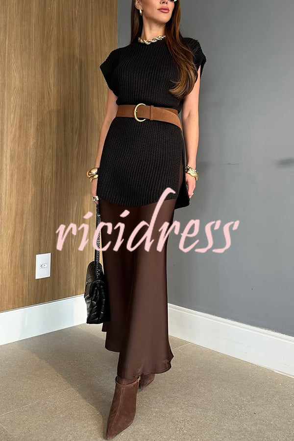 Solid Color Loose Sleeveless Casual Knitted Vest
