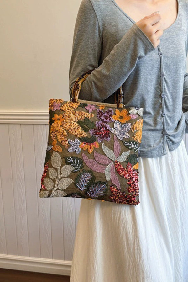 Colorful Sequin Vintage Embroidery Tote Bag