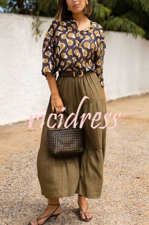 Unique Printed Lapel Button-down Loose Casual Shirt