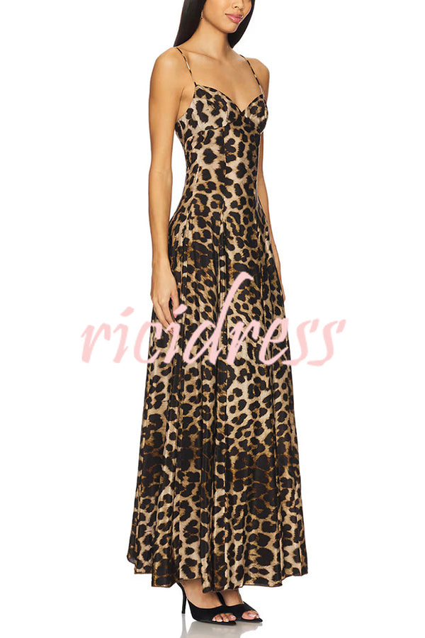 In The Maldives Leopard Waisted A-line Slip Maxi Dress