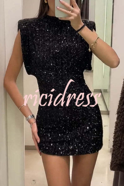 Adorable Sexy Vibes Sequin Wide Sleeve Mini Dress