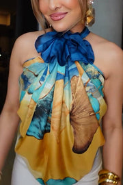 Ginkgo Leaf Printed Mid-Length Multifunctional Silk Scarf
