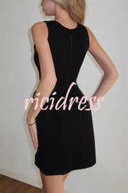 Solid Color Shawl and Square Neck Sleeveless Fitted Mini Dress Two-piece Set