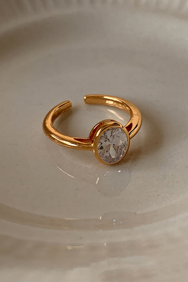 Elegant Silver-plated Diamond Open Ring