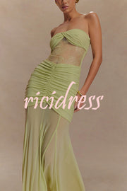 Fashion Lace Splicing Sexy Sleeveless Off-shoulder Slim Maxi Dress