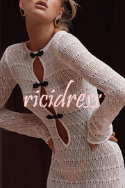 Sexy Backless Long-sleeved Knitted Slim-fit Maxi Dress