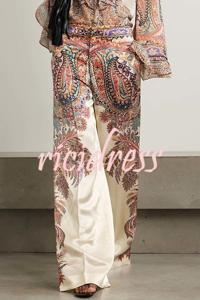 Feeling Dreamy Paisley Print High Rise Pocket Wide Leg Pants