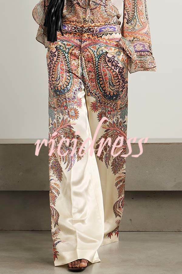 Feeling Dreamy Paisley Print High Rise Pocket Wide Leg Pants
