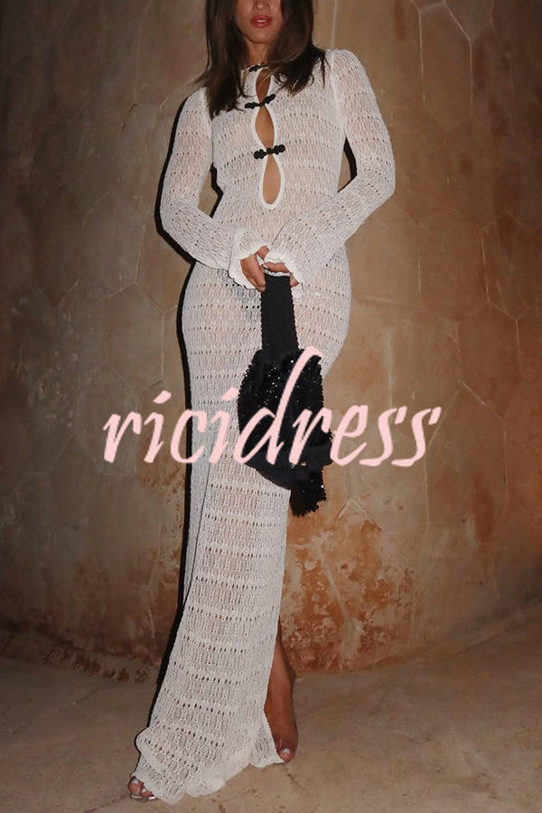 Sexy Backless Long-sleeved Knitted Slim-fit Maxi Dress
