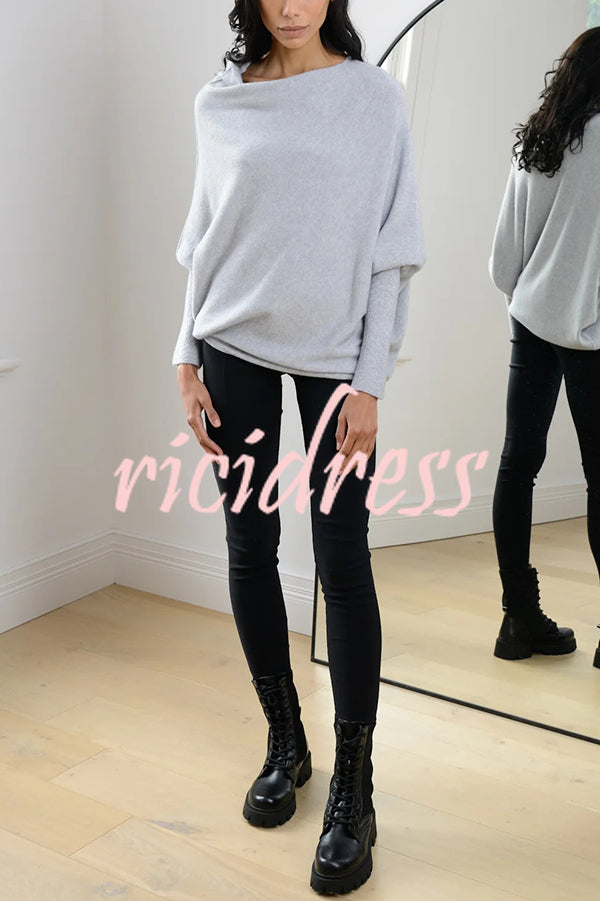 Solid Color Round Neck Long Sleeve Loose Knitted Sweater