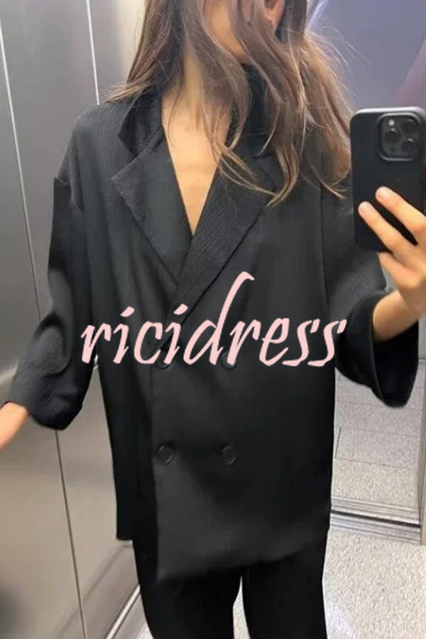 Fashionable Wrinkled Lapel Long-sleeved Loose Blazer