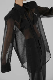 Retro Sheer Loose Long-sleeved Casual Shirt