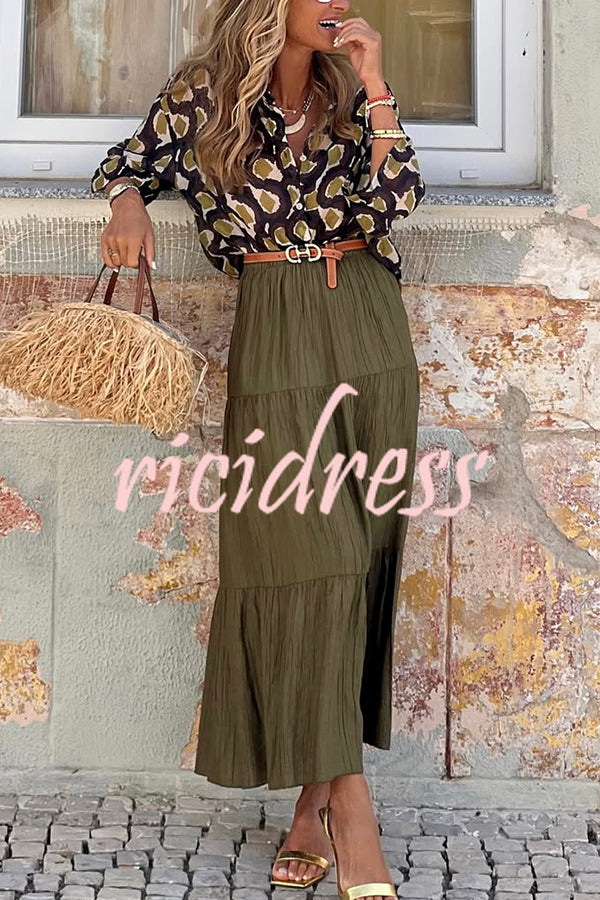 Solid Color Splicing Casual Vacation Maxi Skirt