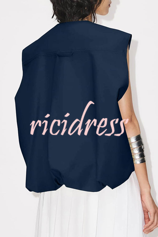 Fashion Zipper Sleeveless Pocket Loose Vest Jacket