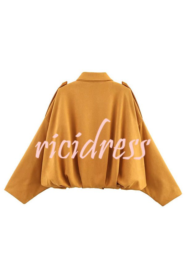 Fashion Lapel Long-sleeved Casual Bomber Jacket