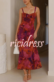 Fashion Tie-dye Backless Suspender Holiday Maxi Dress