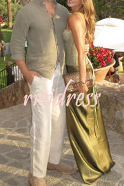 In A Fairytale Lace Satin Mid Rise Drape Maxi Skirt