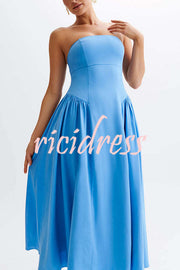 Effortless Elegance Off Shoulder Gathered Midi Dress