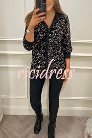 Fashion Velvet Sequined Loose Casual Long-sleeved Shirt